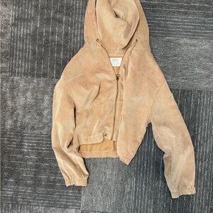 Ashley By 26 International Corduroy Zip Hoodie - Tan